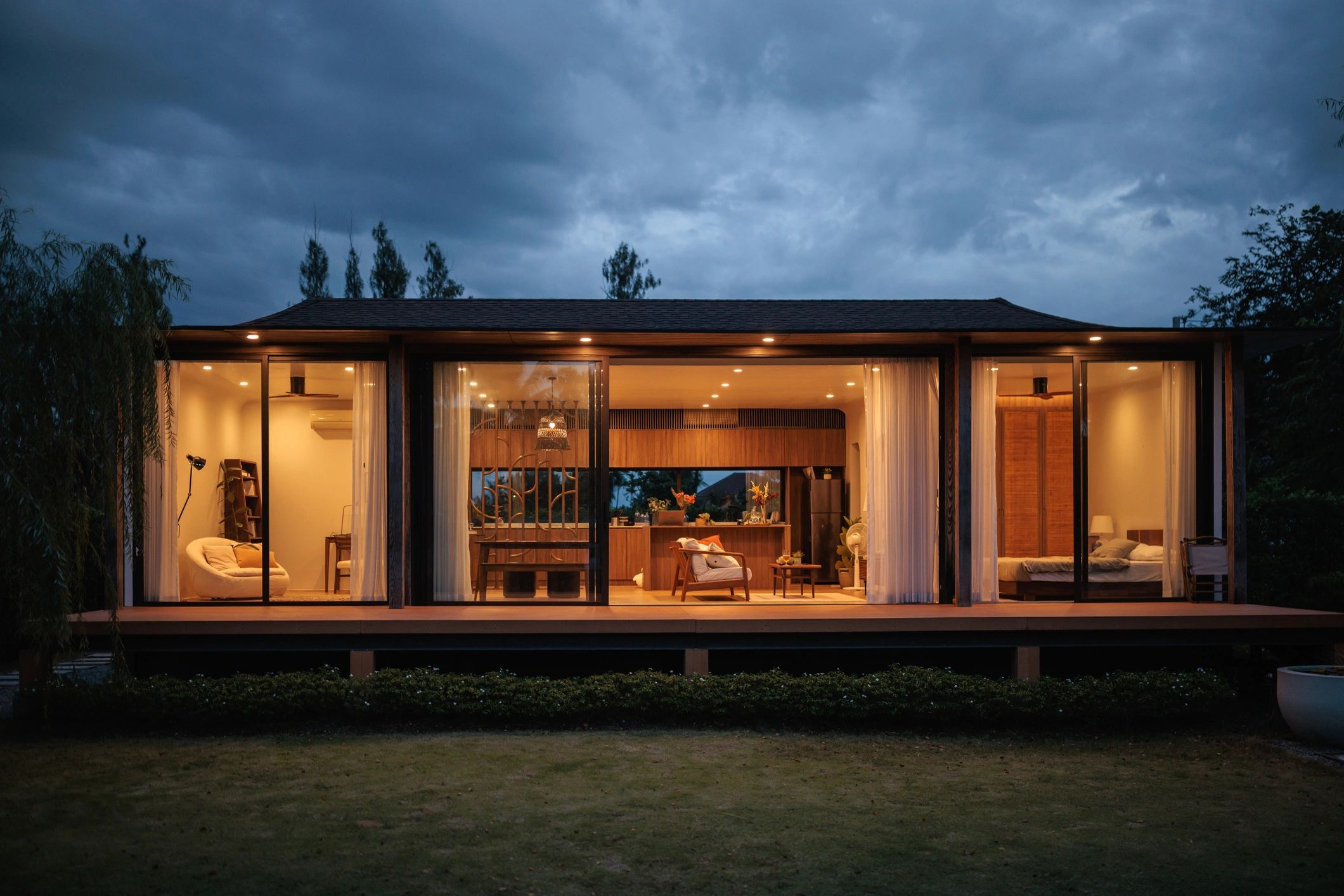 Rustic chalet-style accommodation exterior